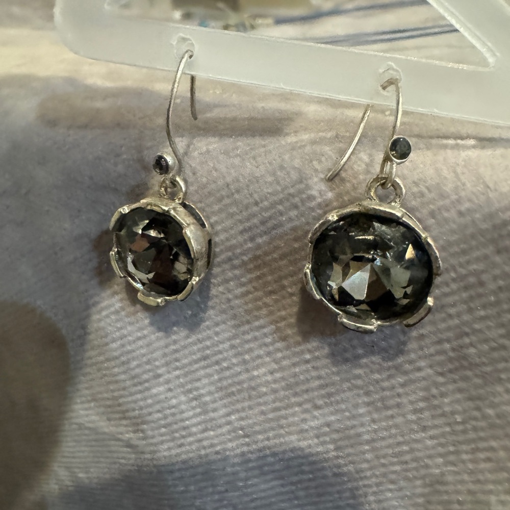 Kenneth Cole Elegant Silver and‎ Gray Cz Drop Earrings